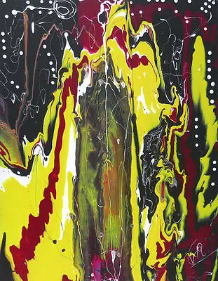 Ushuaia Lave — molten yellow and crimson rising through black